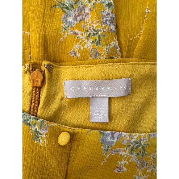 NEW CHELSEA 28 Yellow Cluster Flower Floral Print Maxi Sundress Size L - Picture 6 of 8